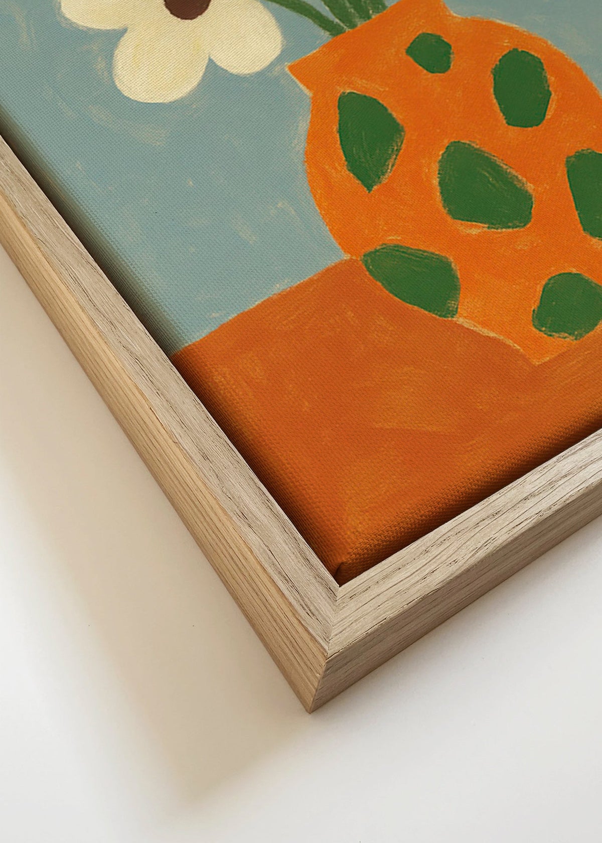Botanisk poster: orange vas med blommor – Canvas detail