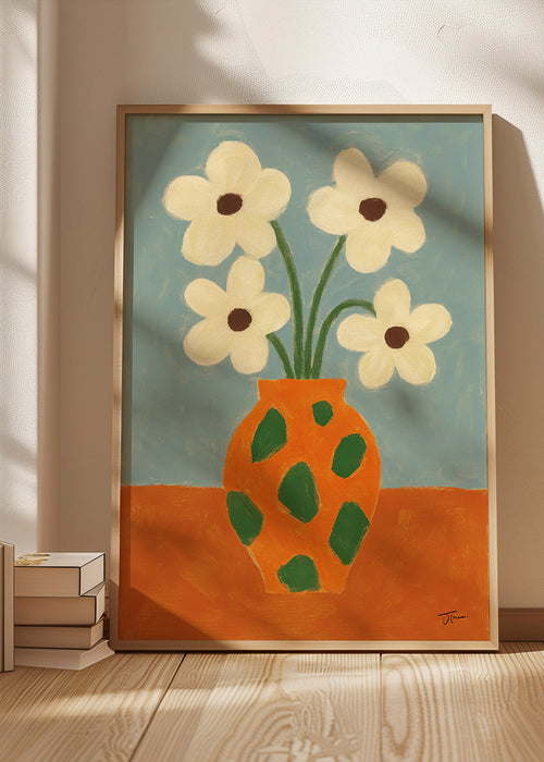 Botanisk poster: orange vas med blommor – Product1