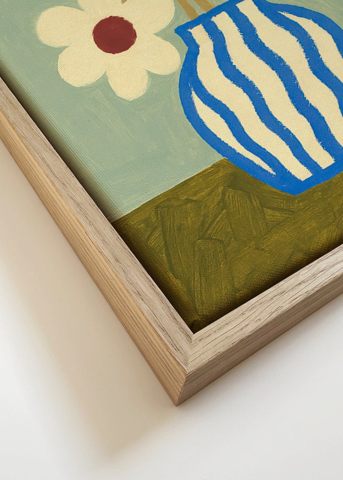 Botanisk poster blå vas med stiliserade blommor – Canvas detail