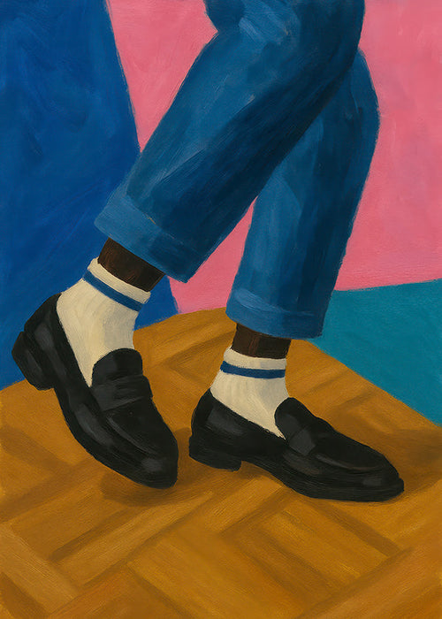 Loafers-illustration med randiga strumpor