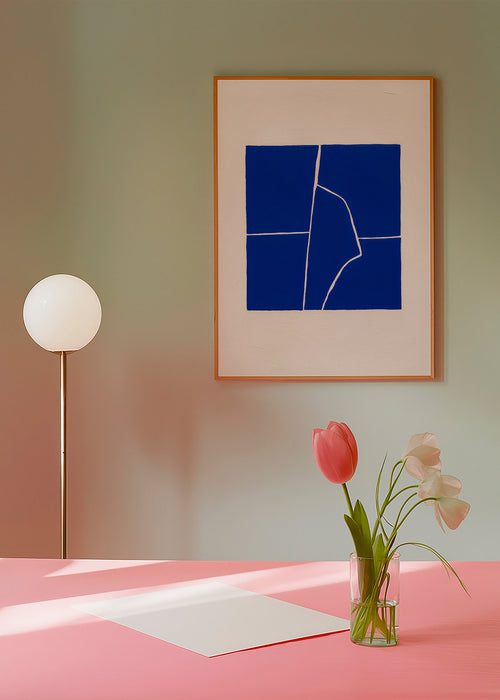 Abstrakt blå konst med geometriskt brott – Product1