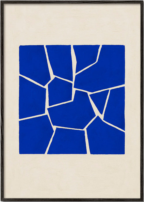 Abstrakt konst i blått med geometriska fragment – Black Frame