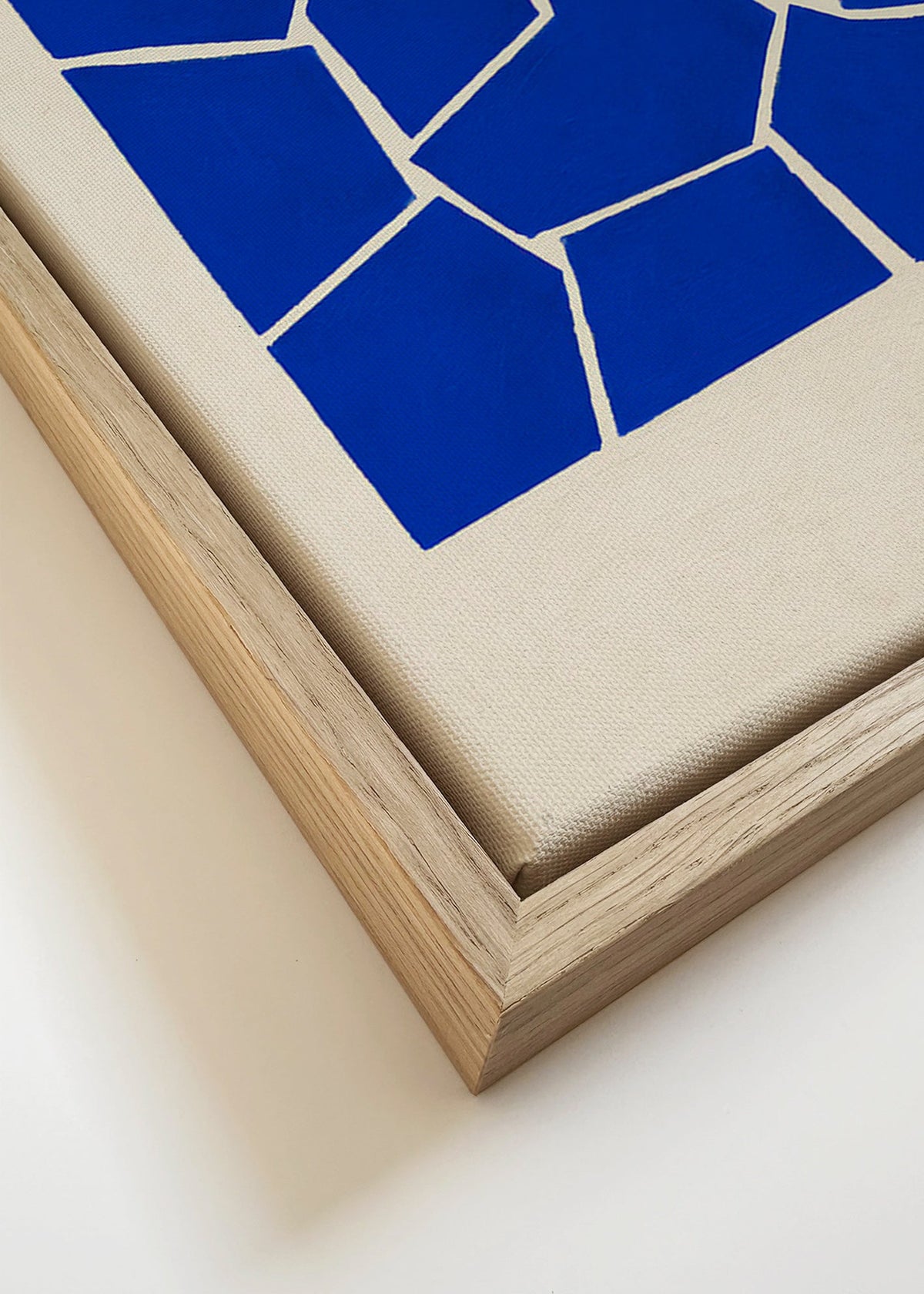 Abstrakt konst i blått med geometriska fragment – Canvas detail