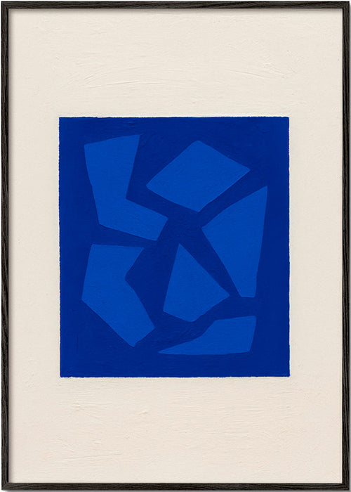 Abstrakt blå konst med fragmenterade former – Black Frame