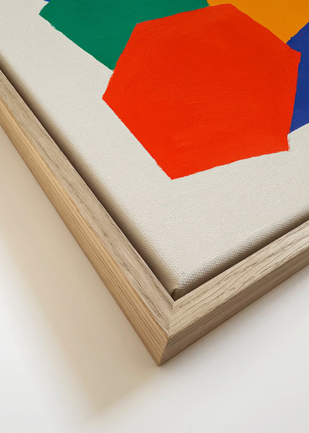 Geometrisk tavla med staplade färgglada former – Canvas detail