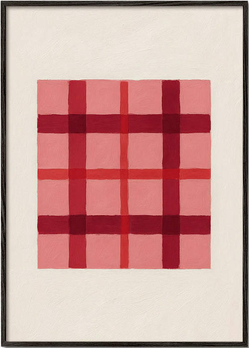 Geometrisk tavla rosa tartan målad – Black Frame
