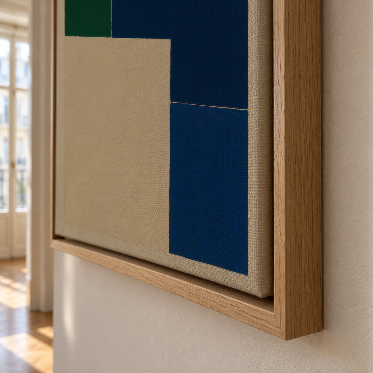 Teal Structure - Framed canvas detail