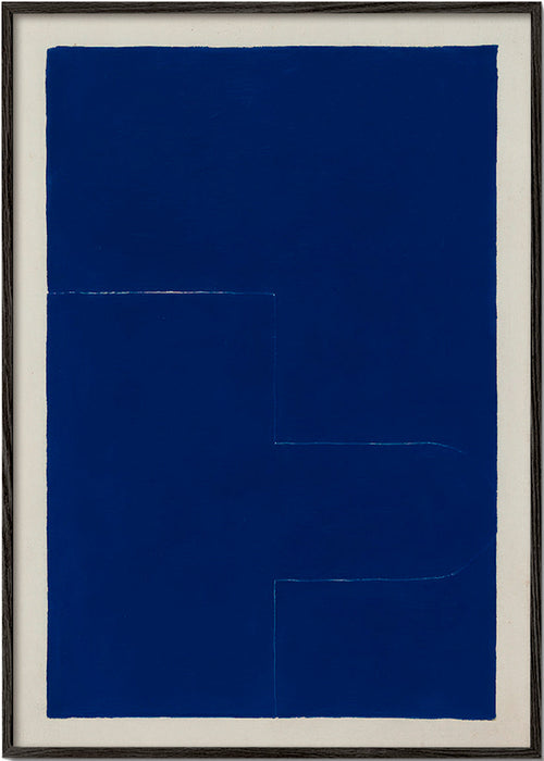 Geometrisk tavla med mörkblå block – Black Frame