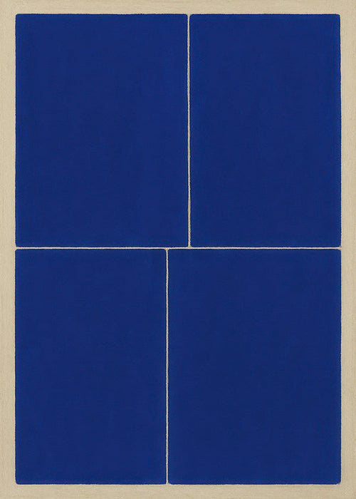 Geometrisk tavla med blå paneler