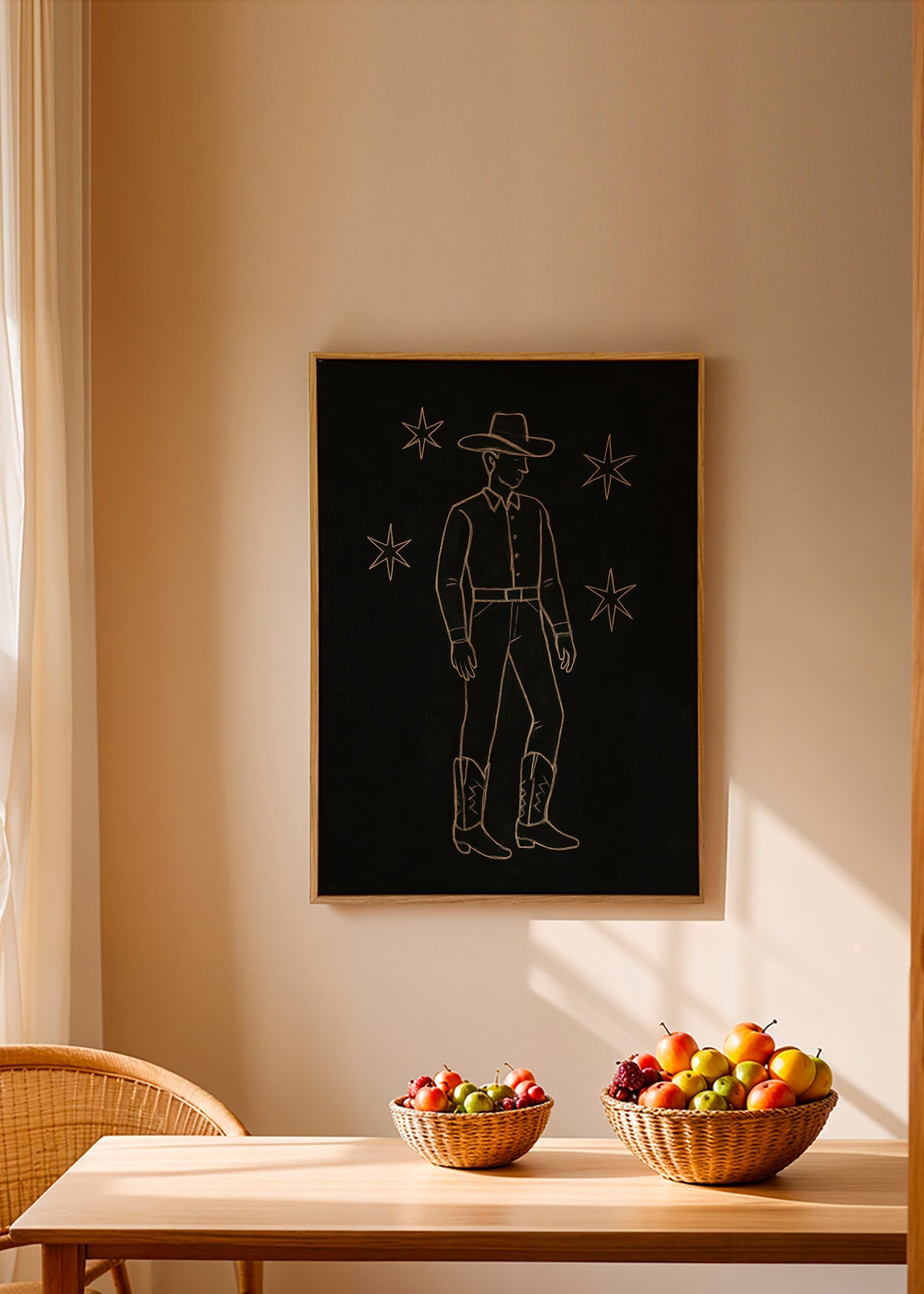 Illustration cowboy linjekonst i guld – Canvas2