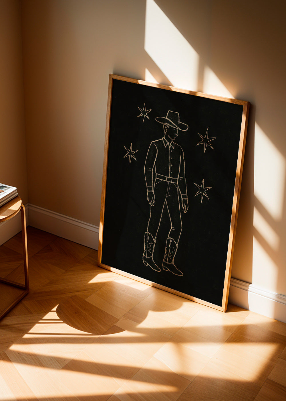 Illustration cowboy linjekonst i guld – Product1