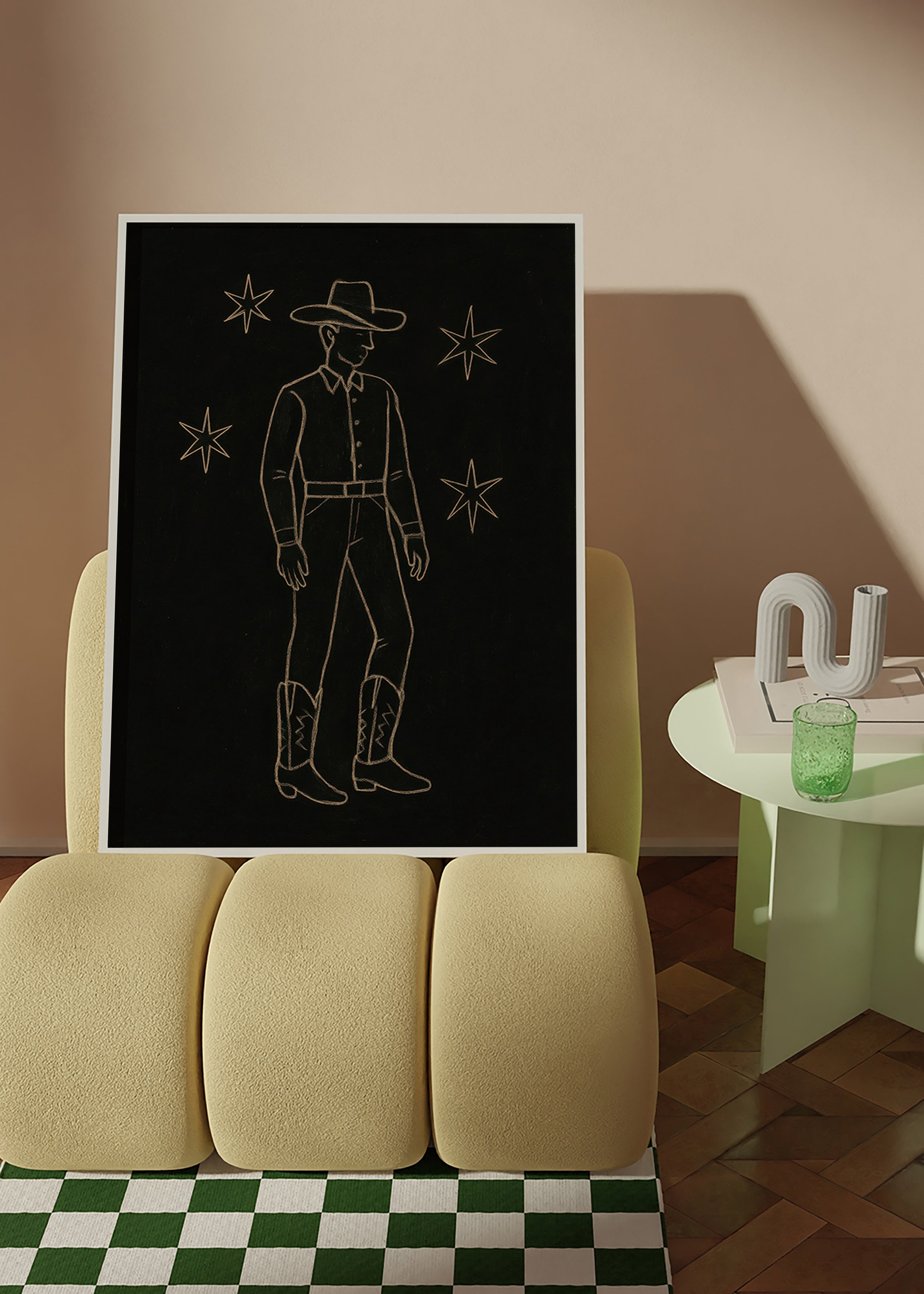 Illustration cowboy linjekonst i guld – Product2