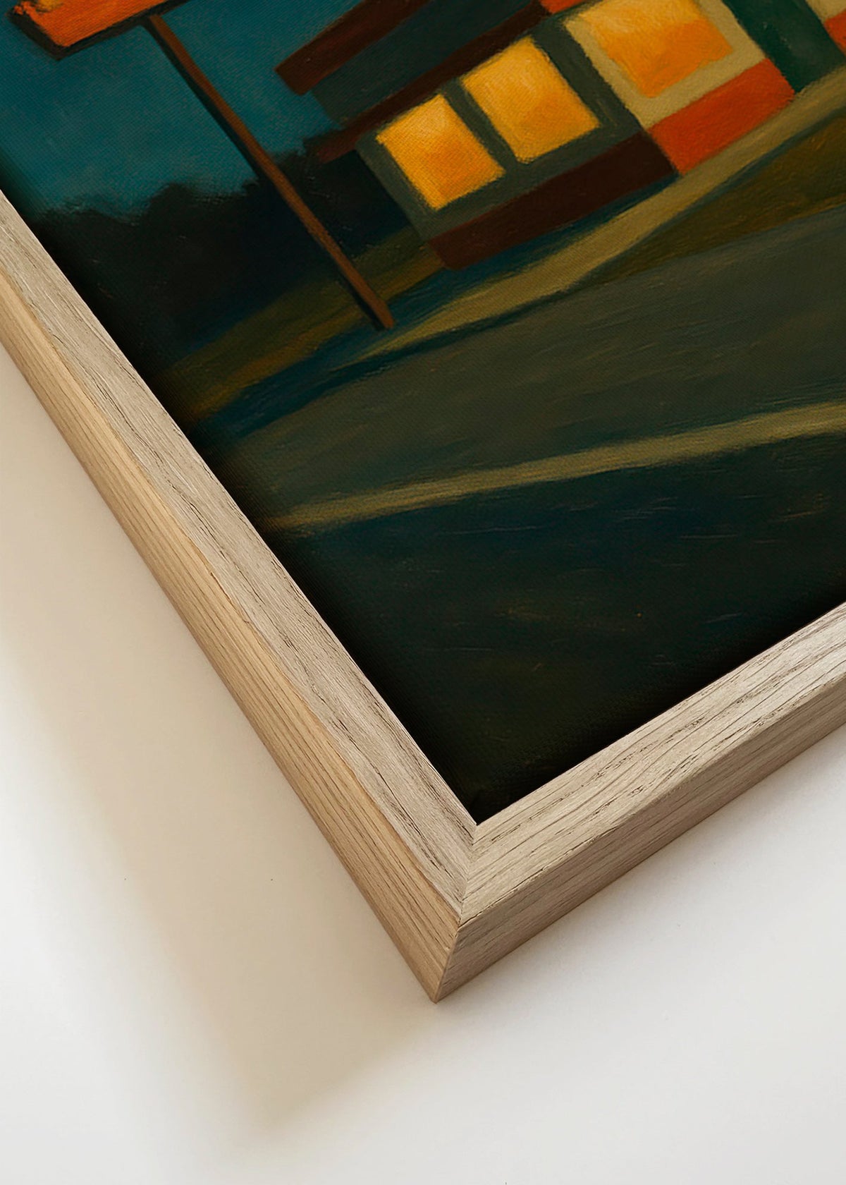 Kökskonst: nattligt diner med ikonisk skylt – Canvas detail