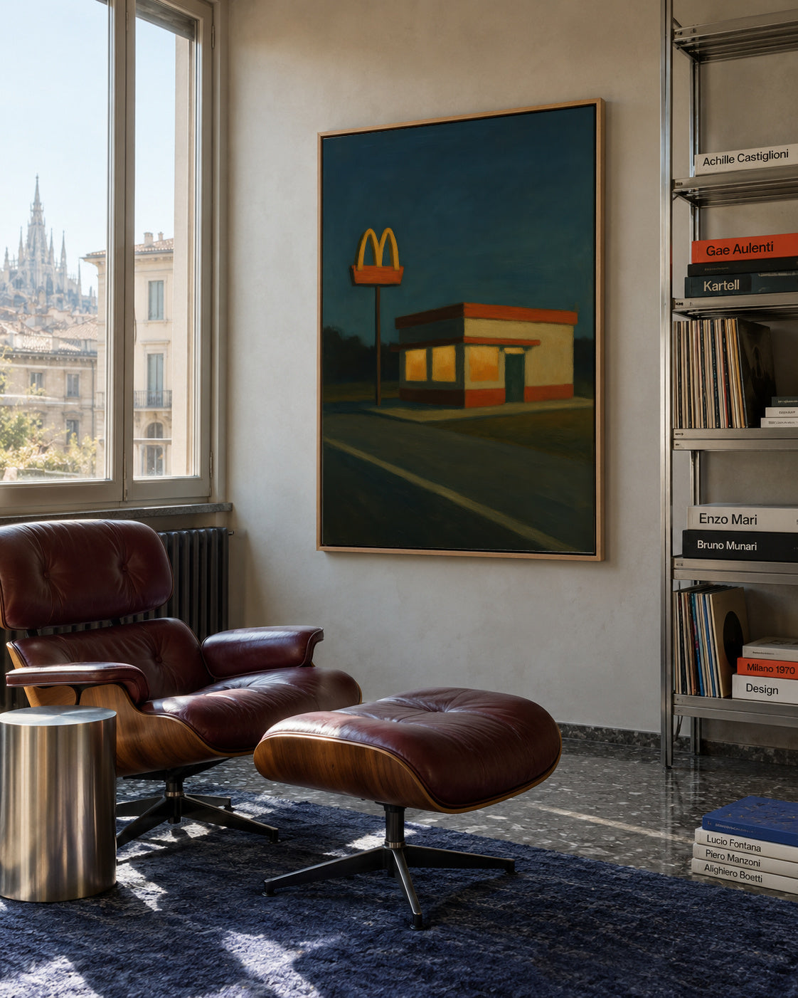 Midnight Drive-Thru - Framed canvas in an interior