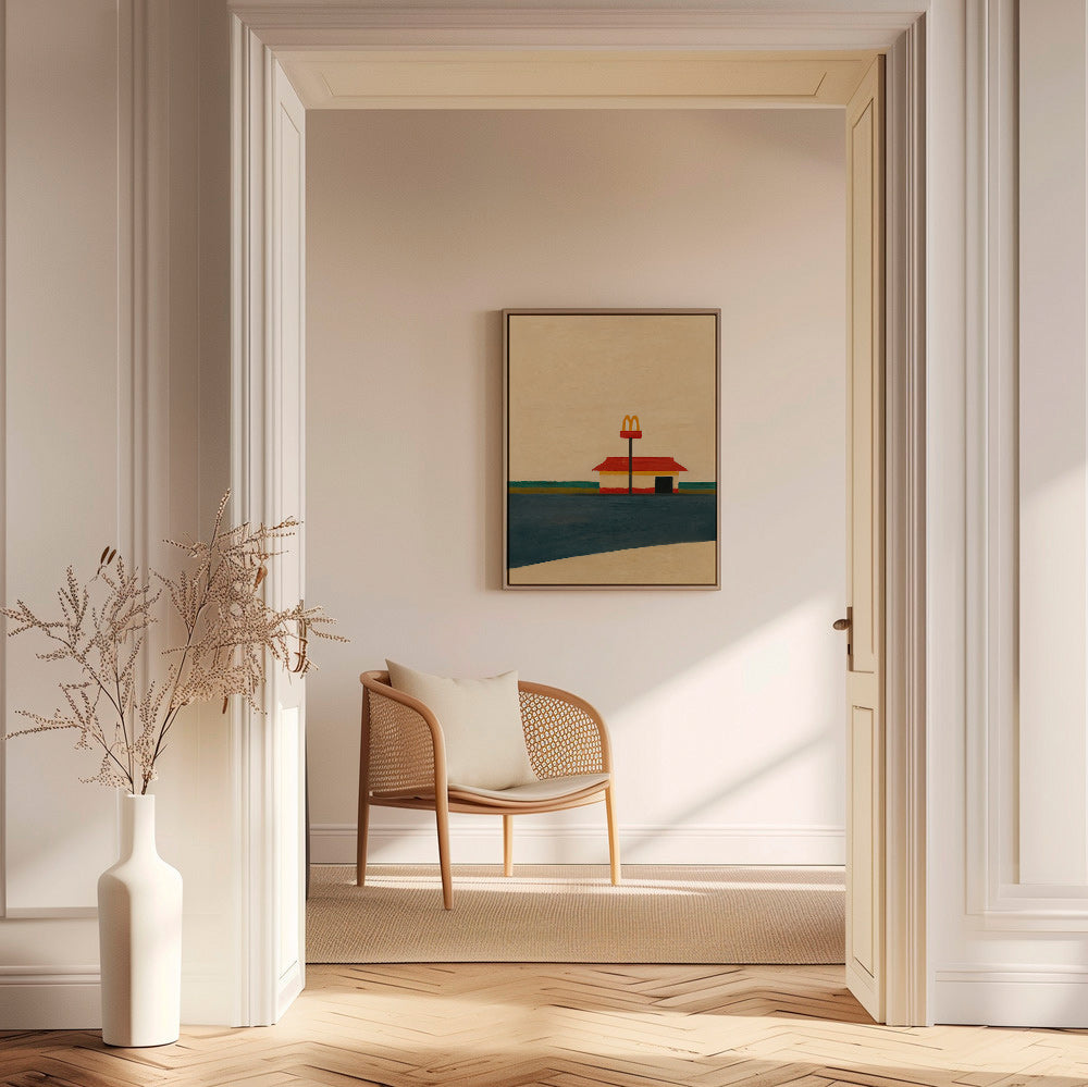 Kökskonst minimalistisk med diner och gyllene båge – Canvas1