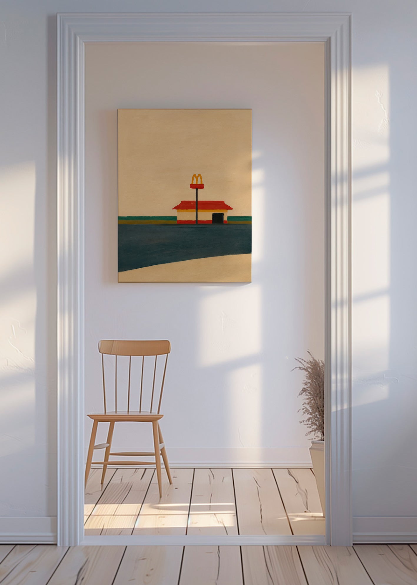Kökskonst minimalistisk med diner och gyllene båge – Canvas