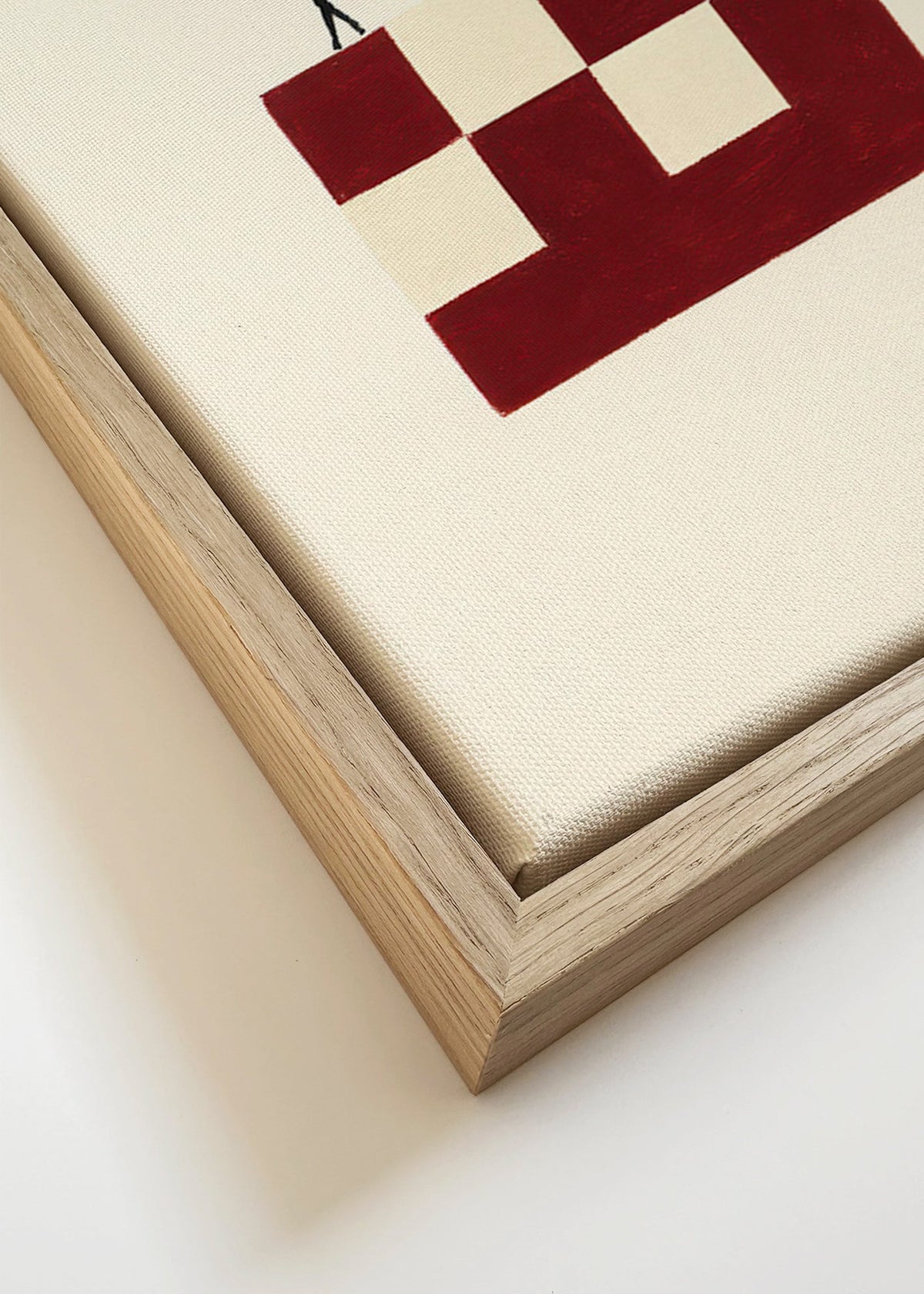 Geometrisk affisch med gående figurer – Canvas detail