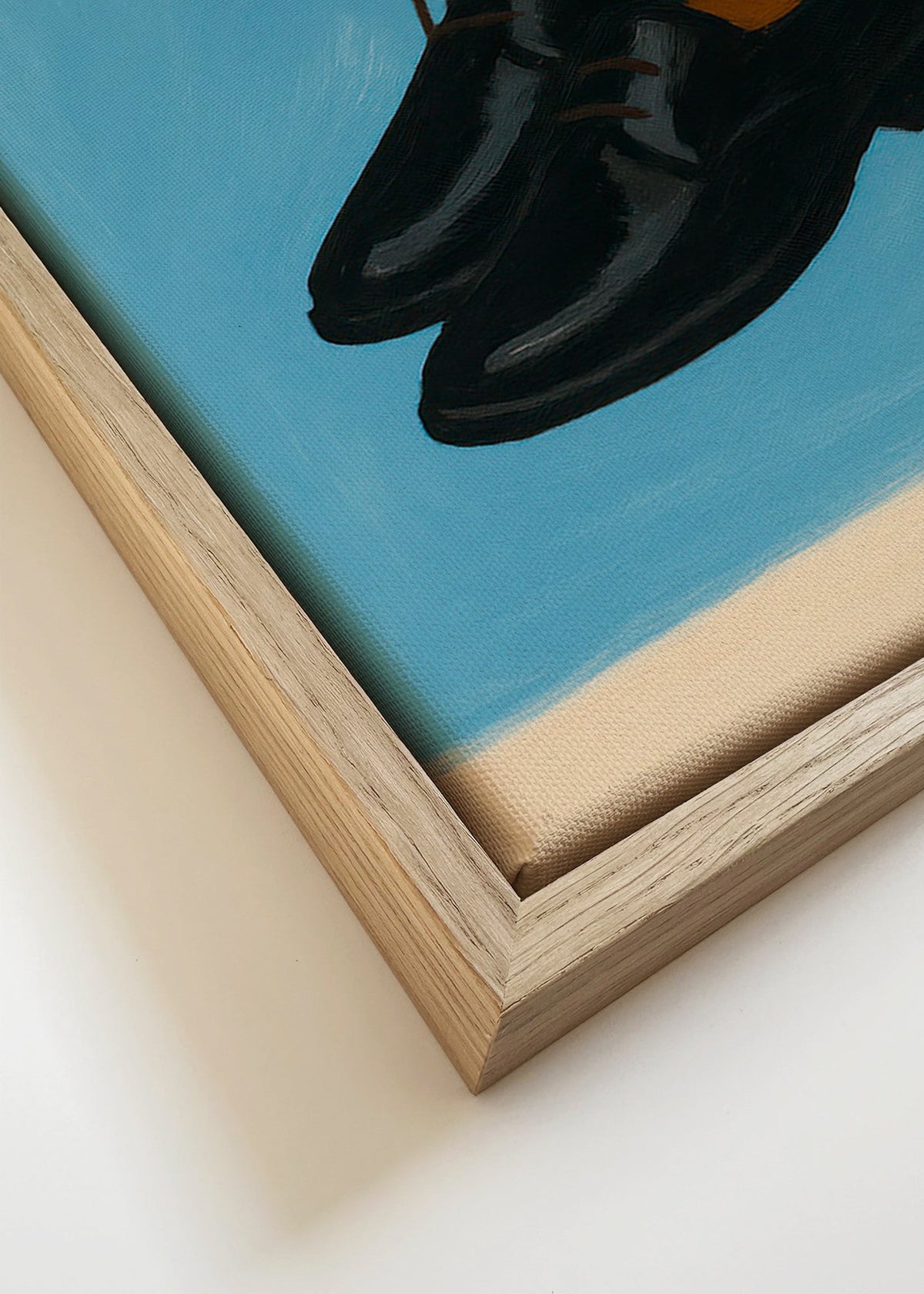 Illustration av hängande skor mot blå bakgrund – Canvas detail