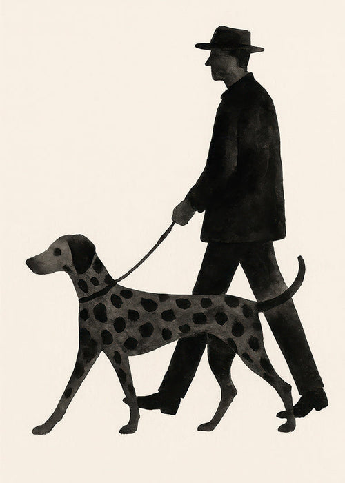 Tavla hund promenad siluett