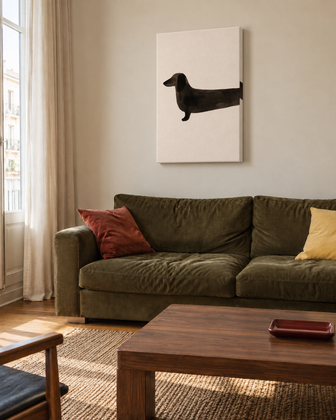 Long Dachshund - Unframed canvas in an interior