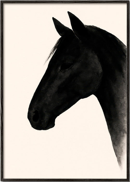 Konstverk profil svart häst – Black Frame