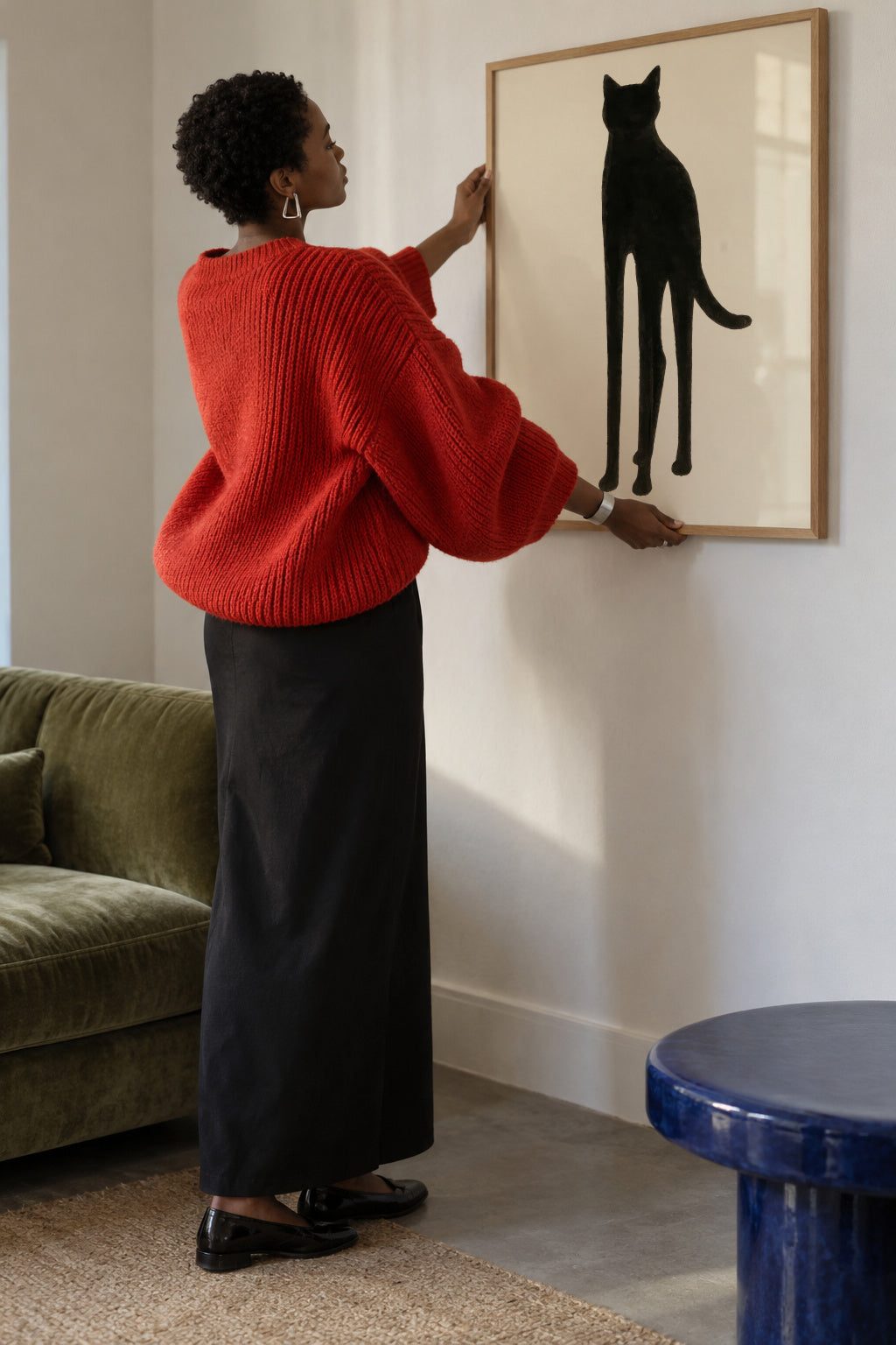 Slender Feline - Framed poster in an interior