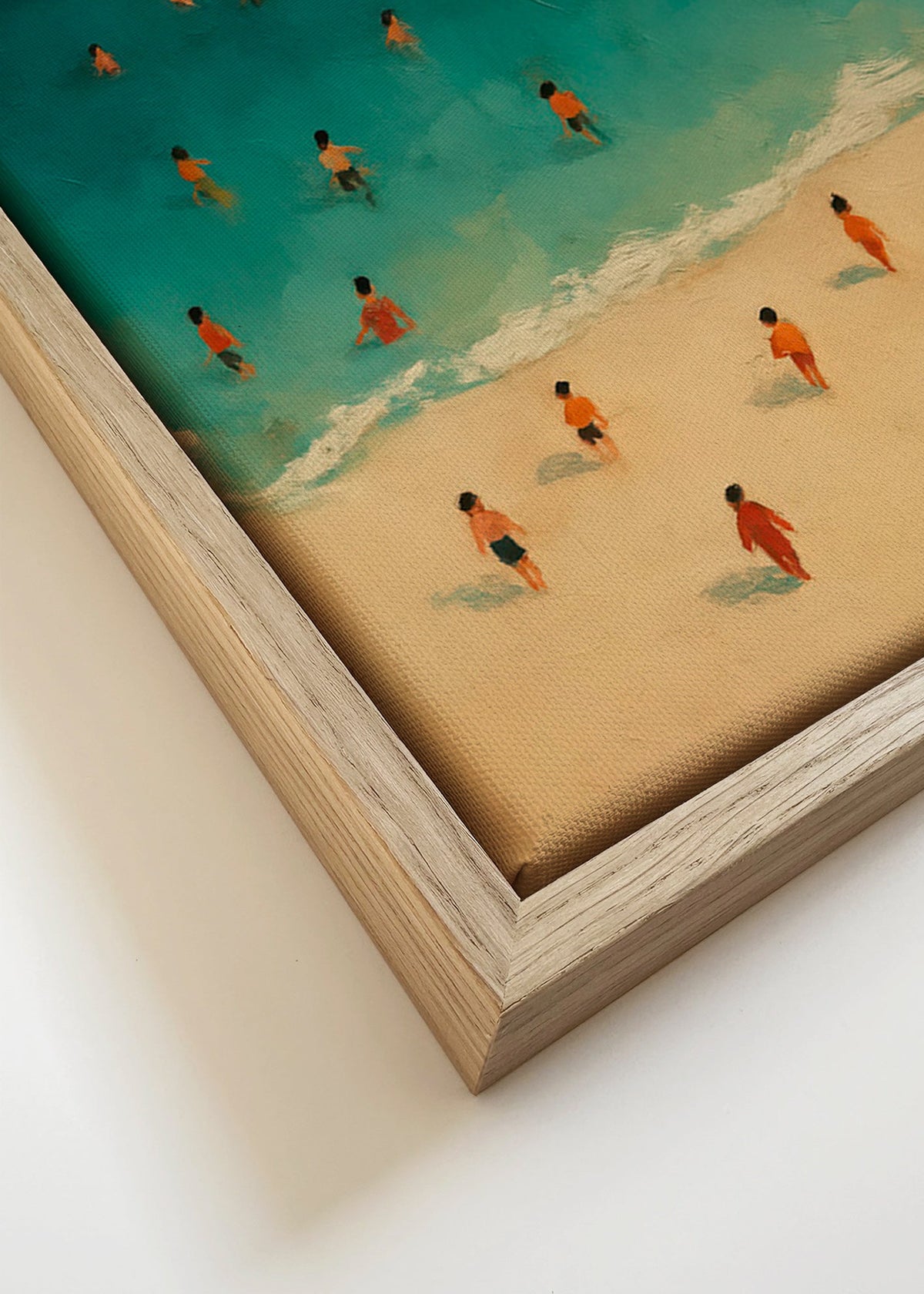 Landskapskonst: strand sedd ovanifrån med badande – Canvas detail