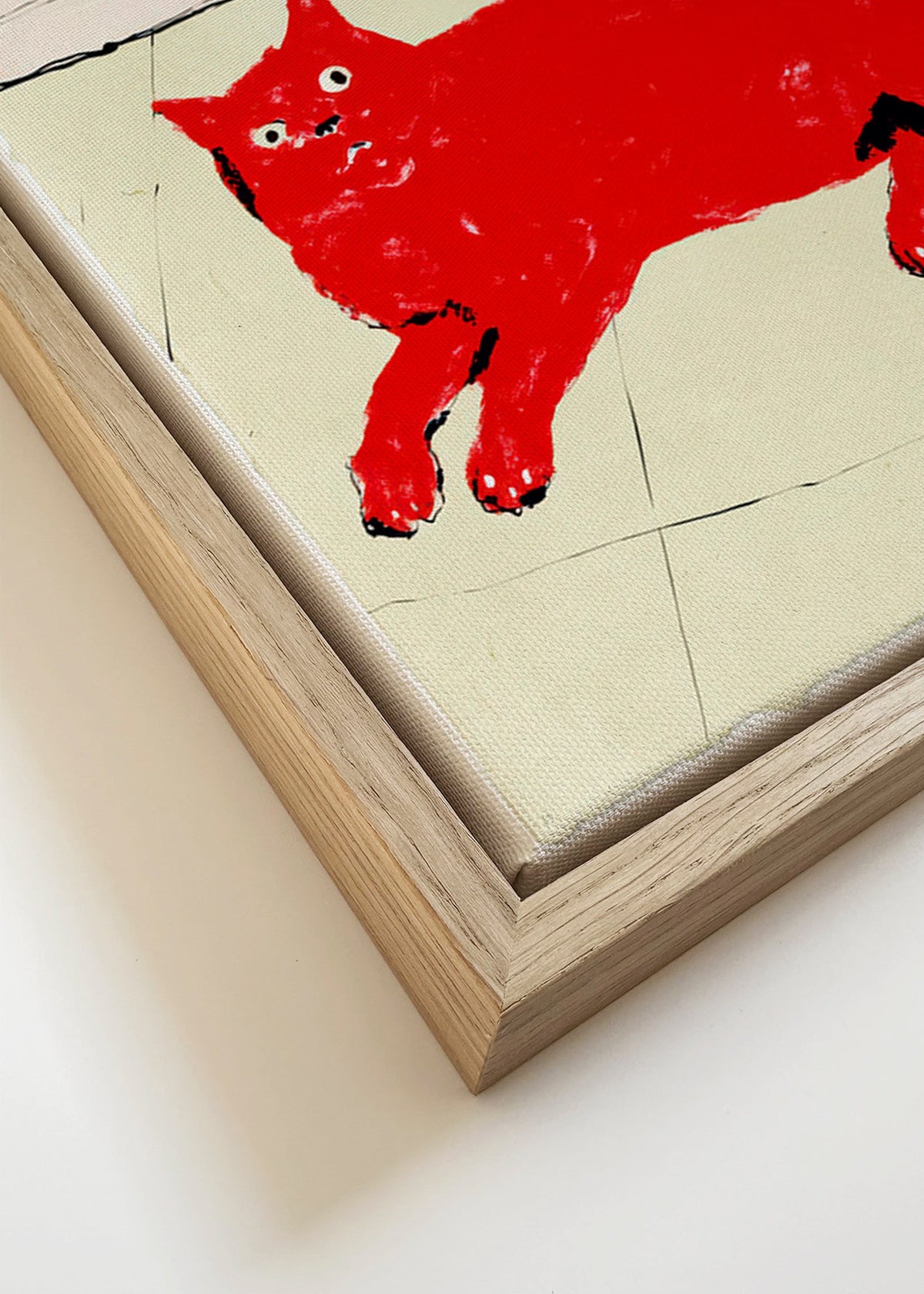 Röd katt tavla liggande – Canvas detail