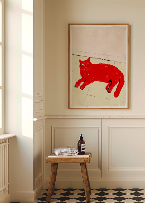 Röd katt tavla liggande – Product1