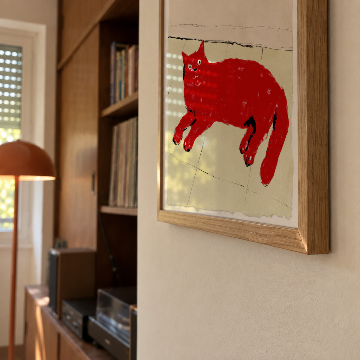Red Cat Nap - Framed poster detail