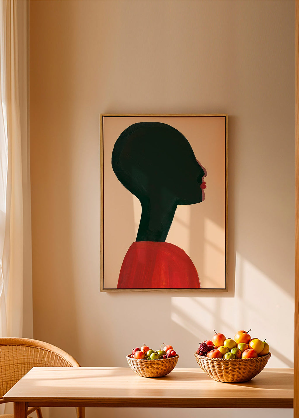 Illustration: stiliserad profil i rött – Canvas2