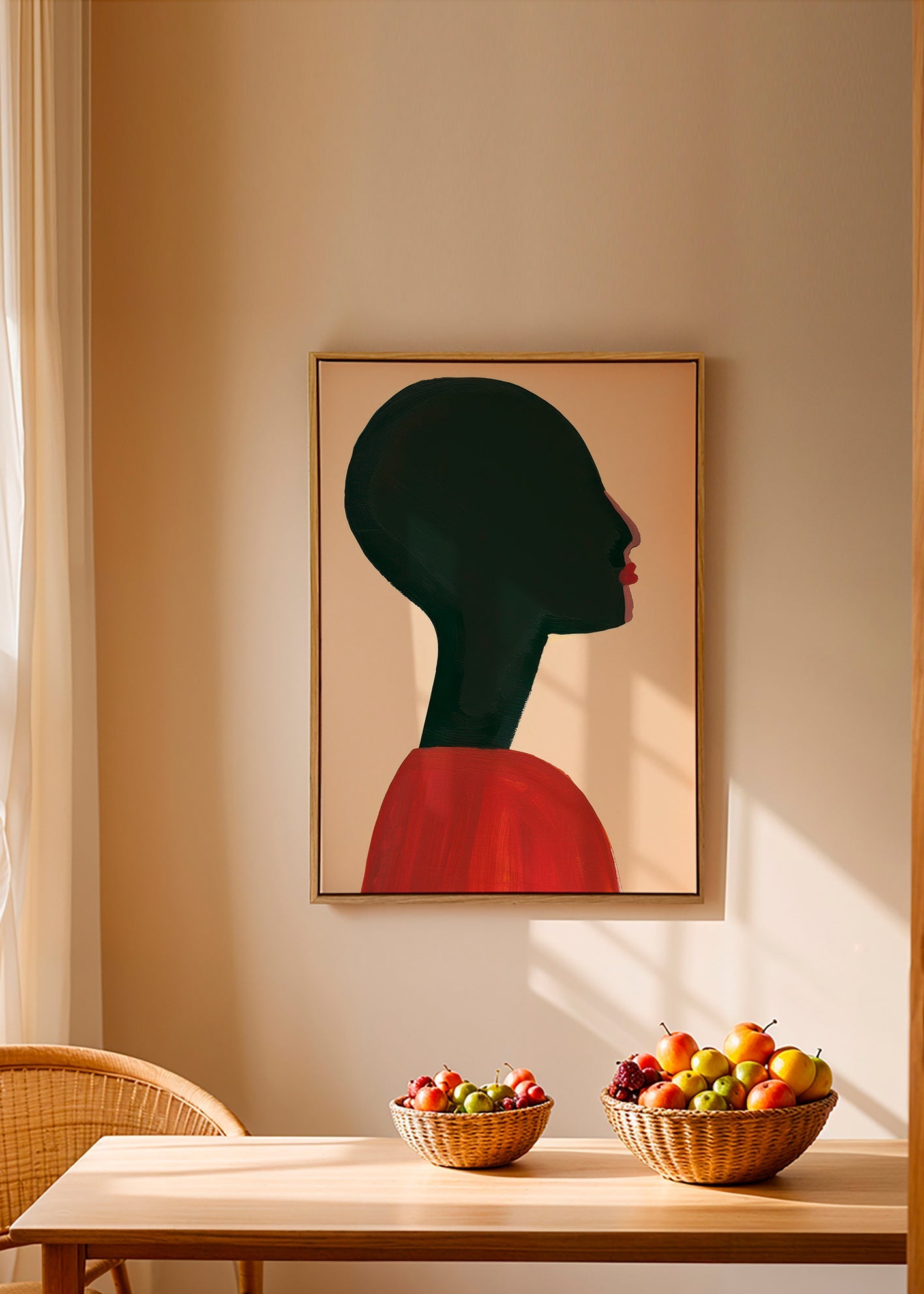 Illustration: stiliserad profil i rött – Canvas2