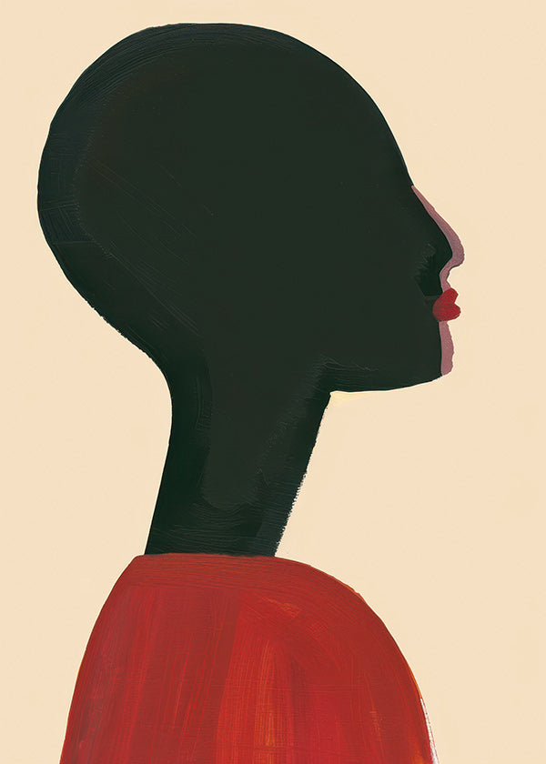 Illustration: stiliserad profil i rött