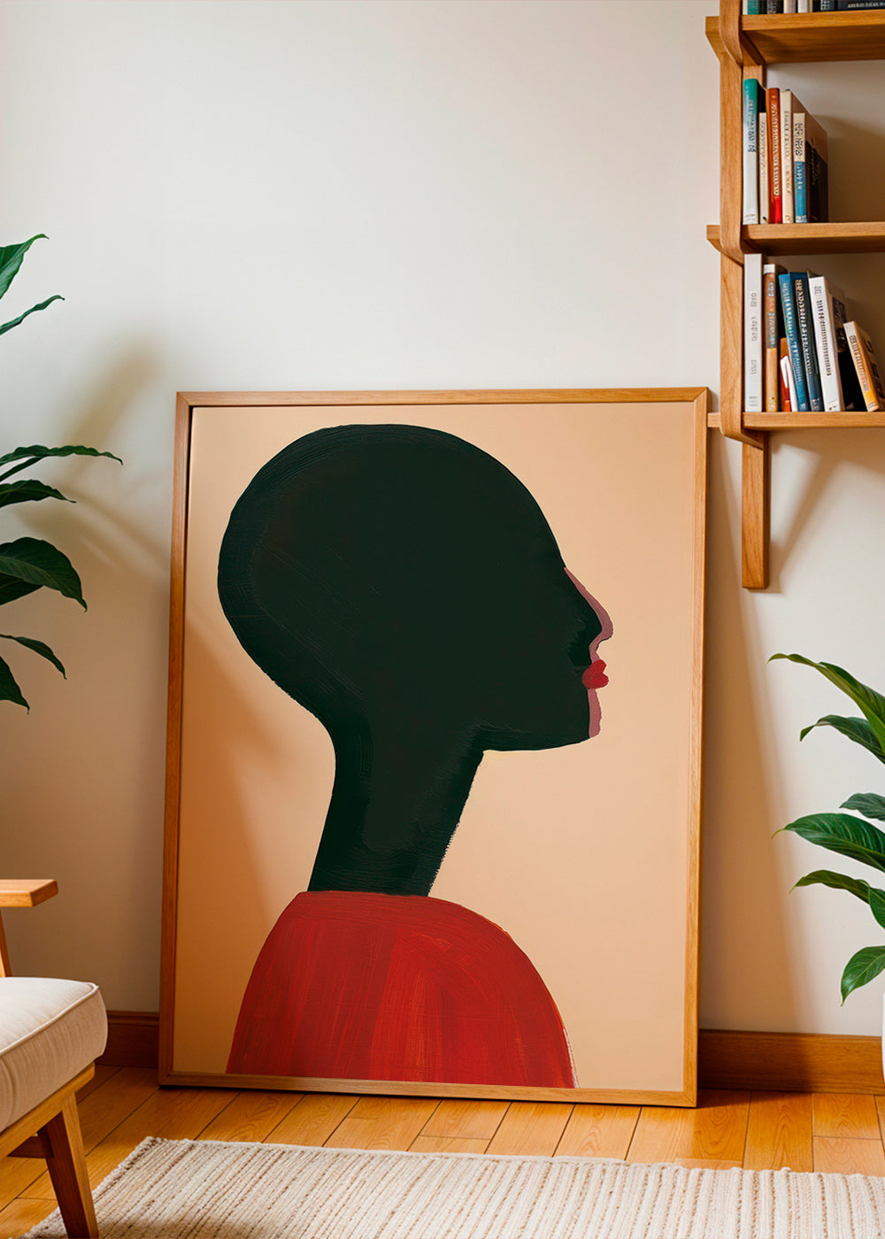 Illustration: stiliserad profil i rött – Product2