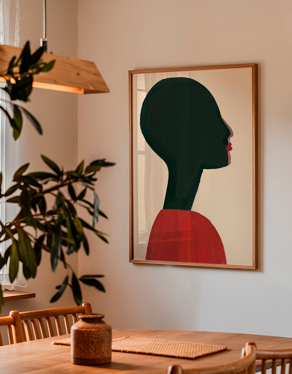 Illustration: stiliserad profil i rött – Product3