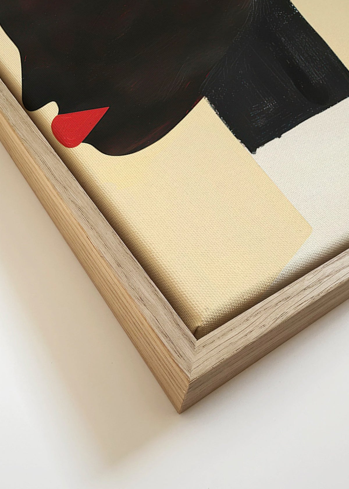 Profilillustration med röda läppar – Canvas detail