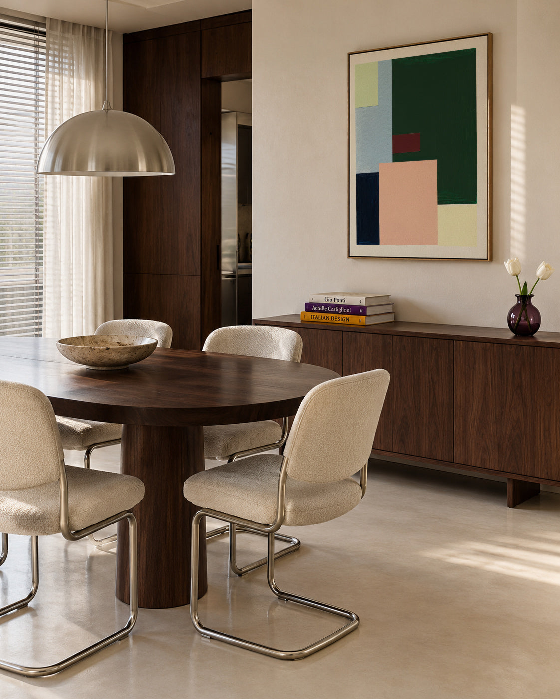 Pastel Construction I - Framed canvas in an interior