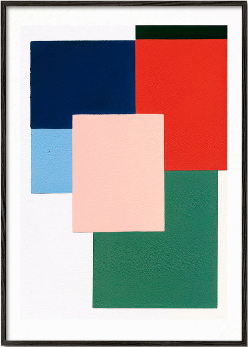 Geometrisk tavla med överlappande färgblock – Black Frame
