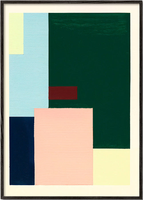 Geometrisk poster med djupt grönt fält – Black Frame