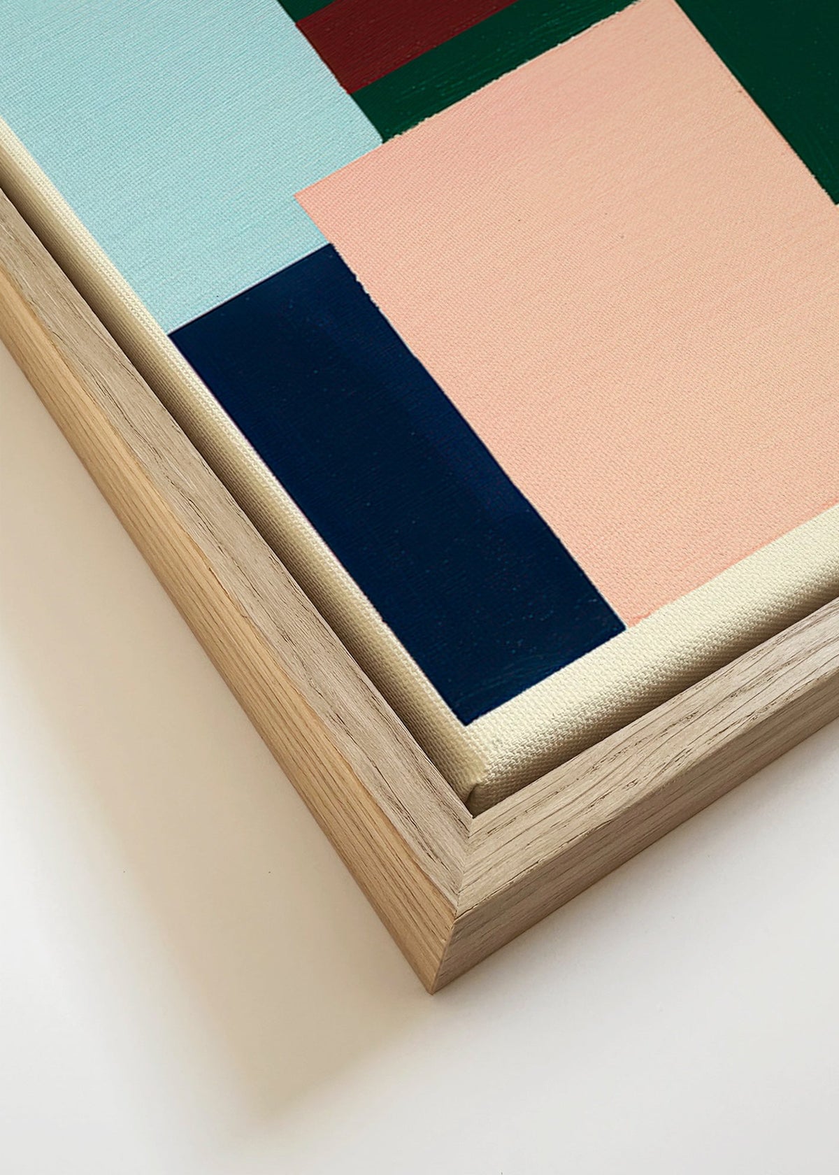 Geometrisk poster med djupt grönt fält – Canvas detail