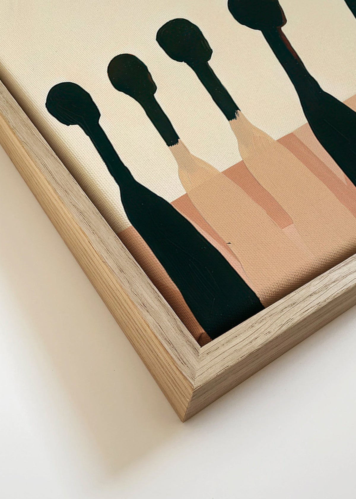 Abstrakt konst med förlängda figurer – Canvas detail