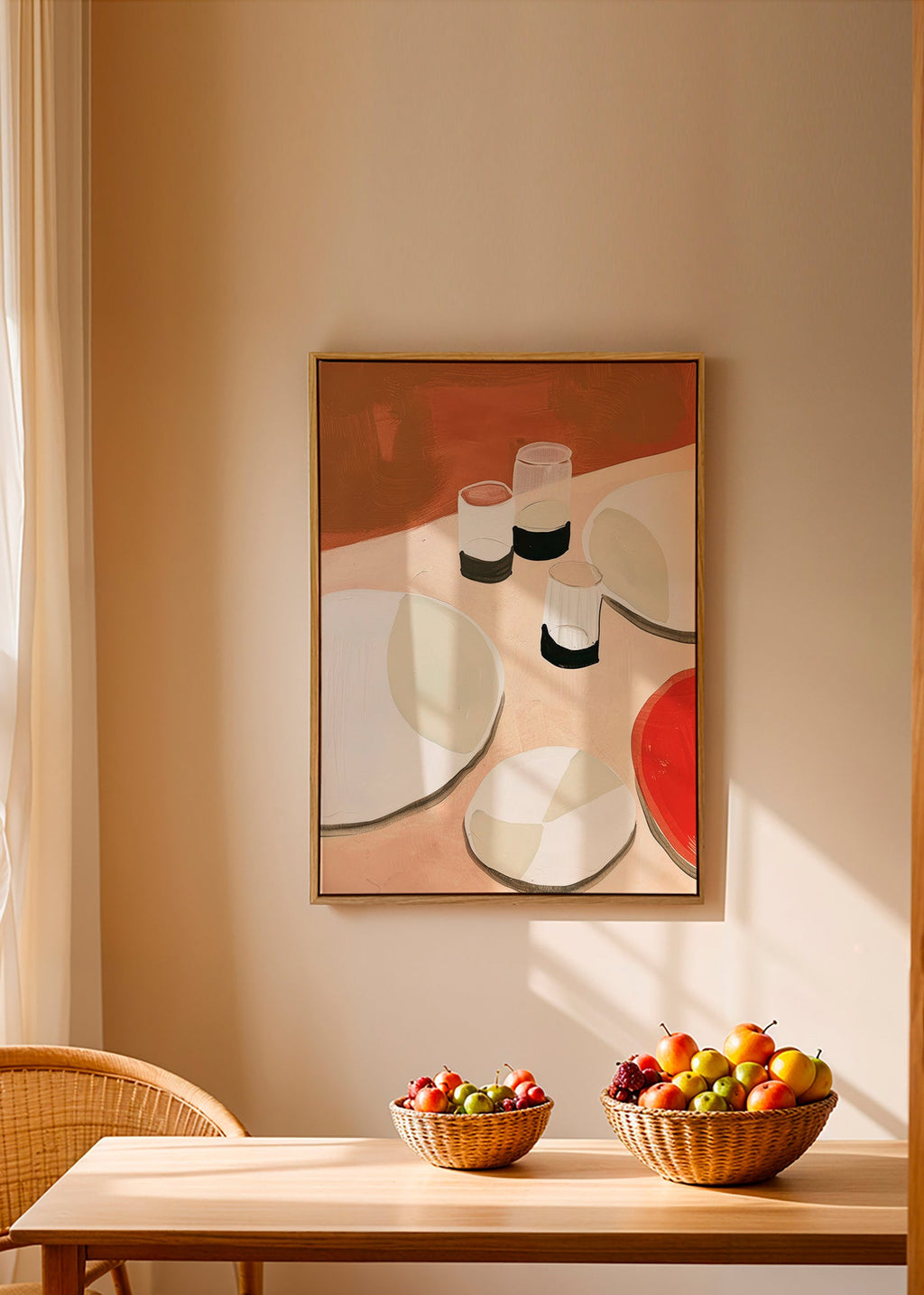 Kökskonst minimalistisk med tallrikar och glas – Canvas1