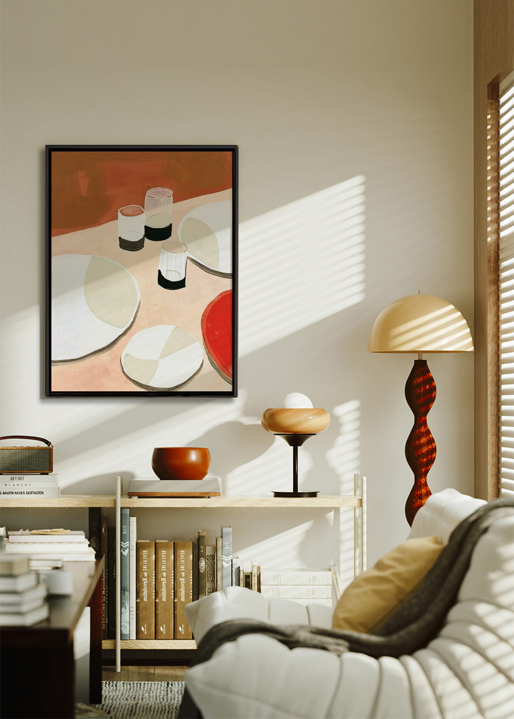 Kökskonst minimalistisk med tallrikar och glas – Canvas2