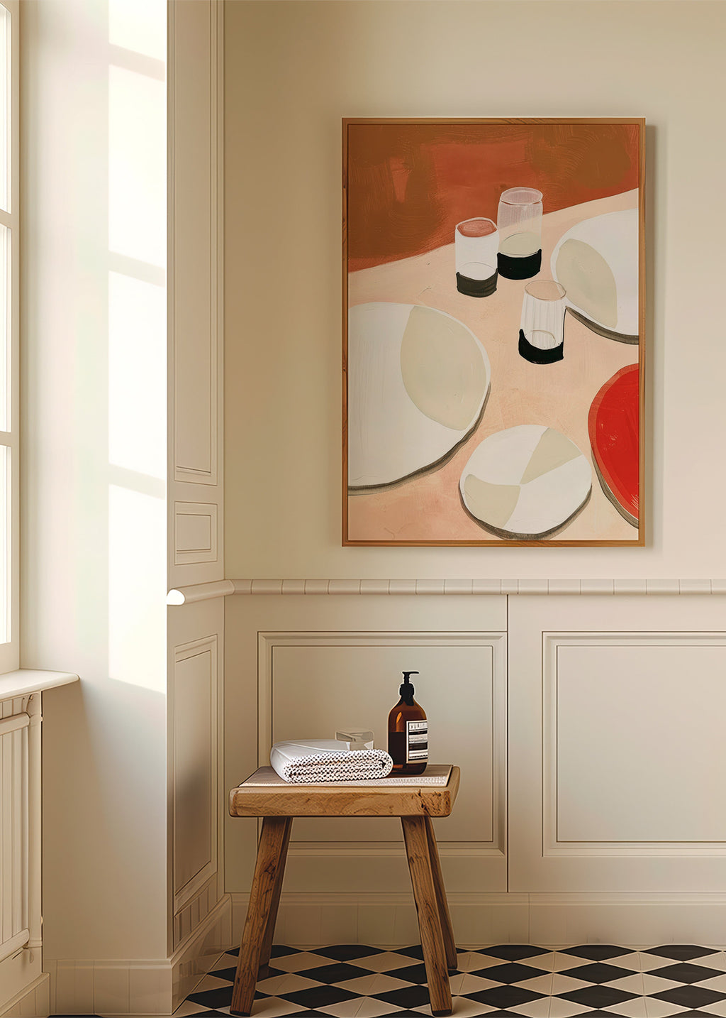 Kökskonst minimalistisk med tallrikar och glas – Product2