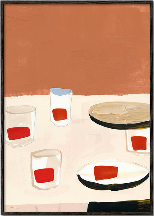 Kökskonst med glas och tallrikar – Black Frame