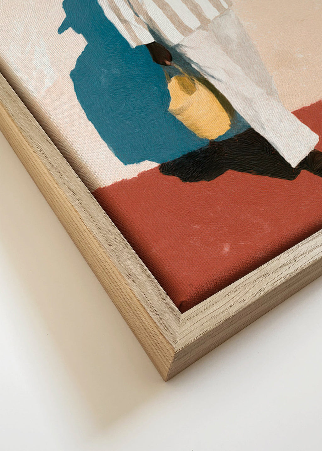 Minimalistiskt konstverk med man i hatt och väska – Canvas detail