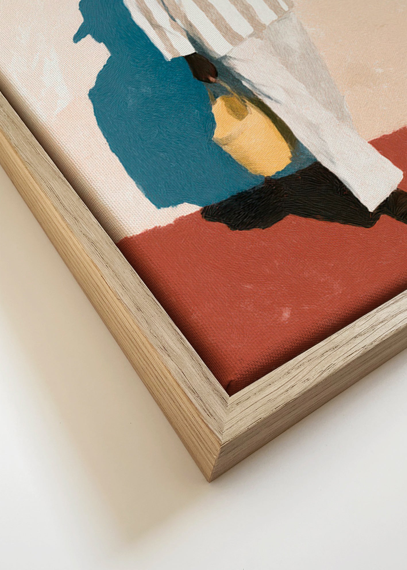 Minimalistiskt konstverk med man i hatt och väska – Canvas detail