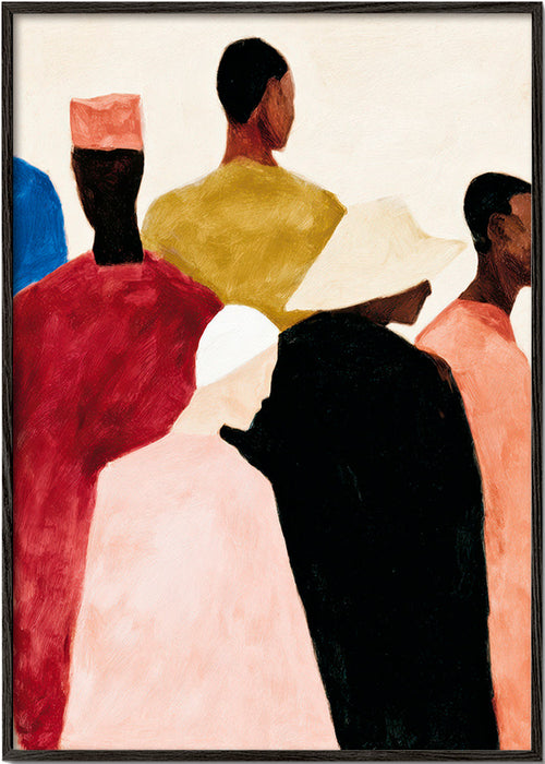 Abstrakt konst med grupperade figurer – Black Frame