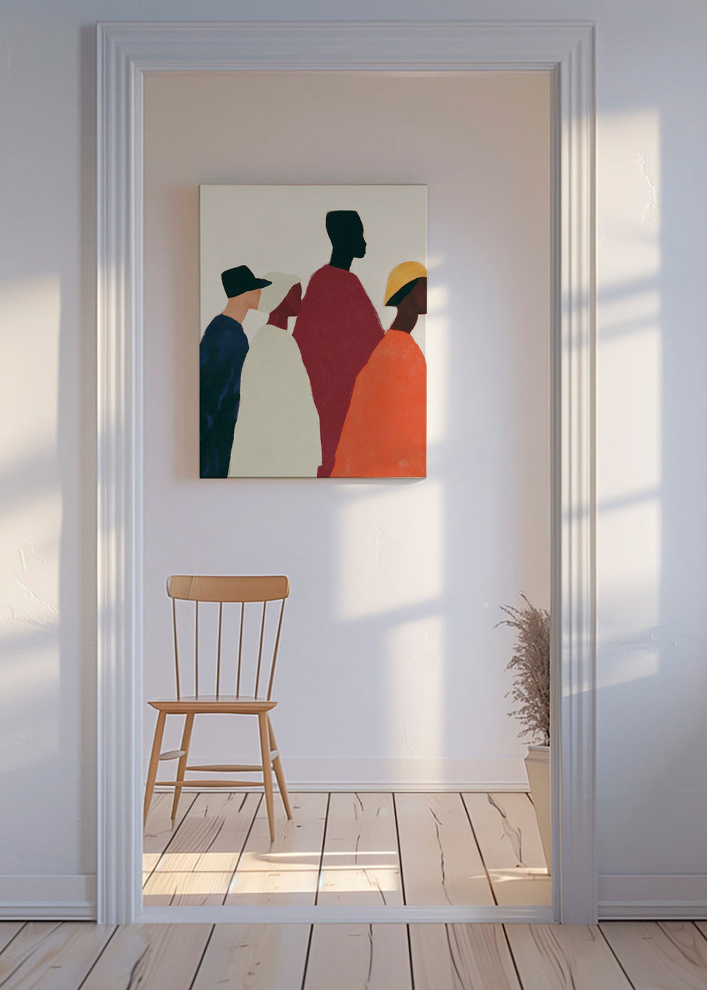 Illustration: rad av stiliserade figurer – Canvas