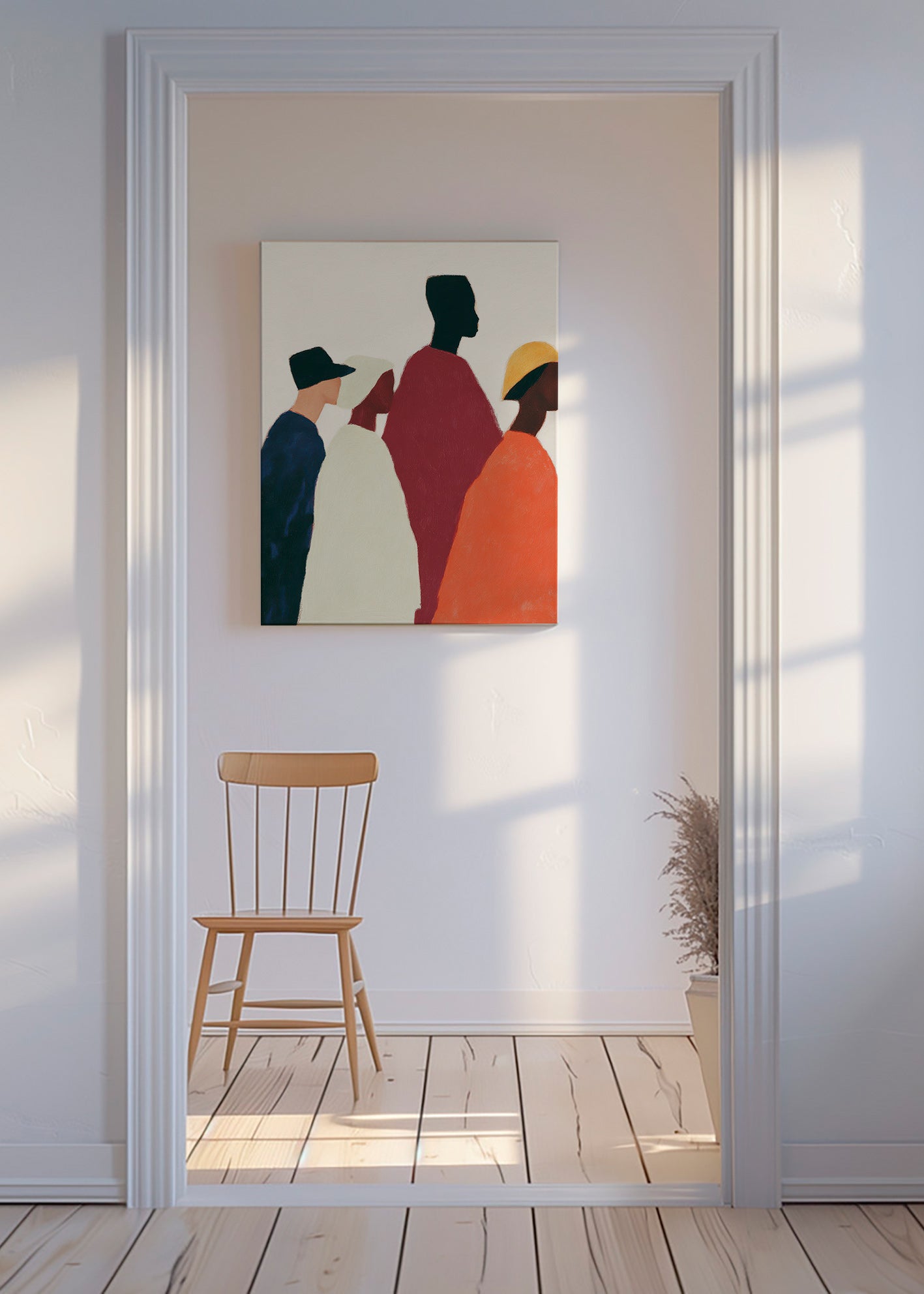 Illustration: rad av stiliserade figurer – Canvas